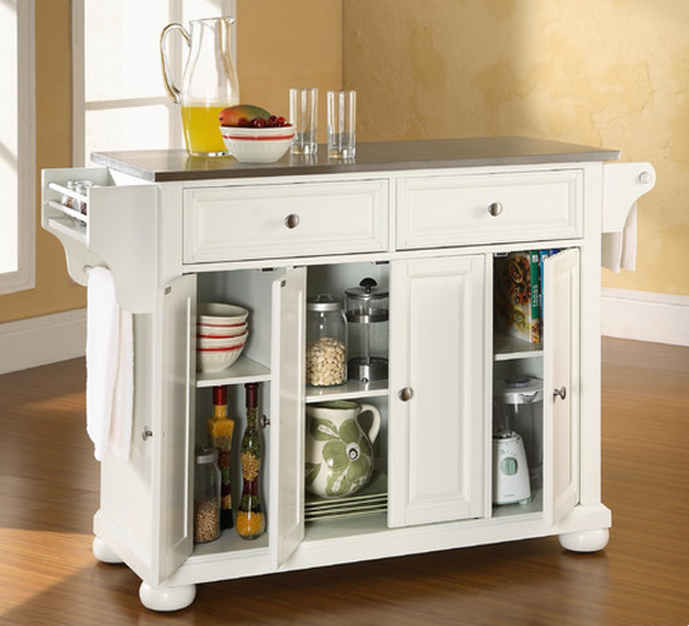 Alexandria Kitchen Island with Stainless Steel Top