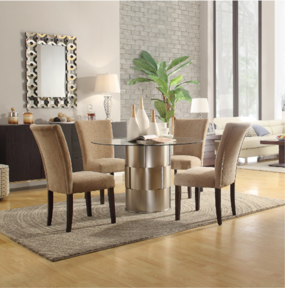 Kingstown Home Emanuella 5 Piece Dining Set in Light Brown Upholstery