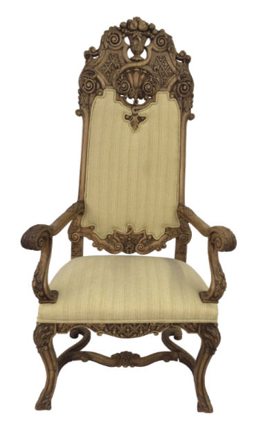 Carved Italian Walnut Throne Chair