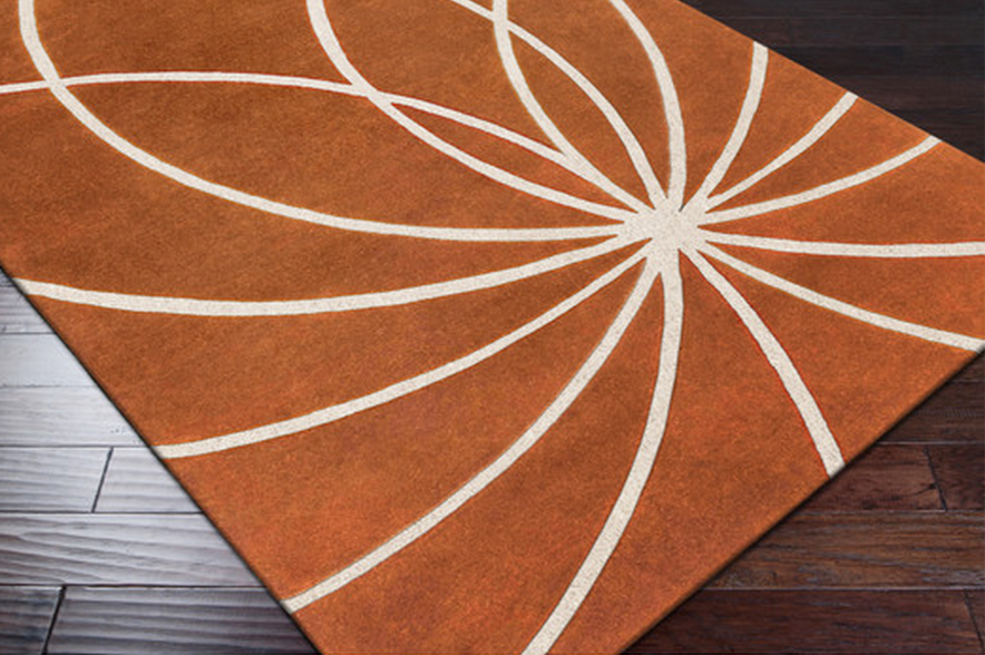 Whire and Orange Area Rug