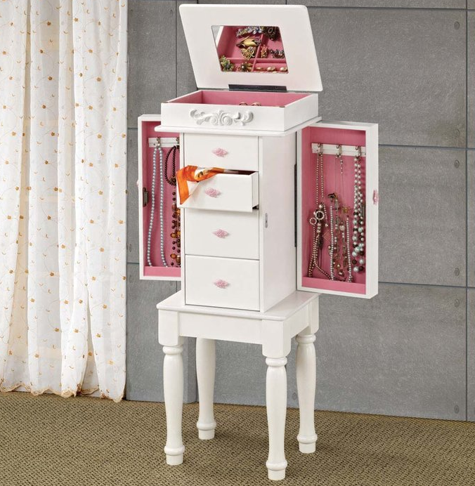 Cute Pink and White Jewelry Armoire