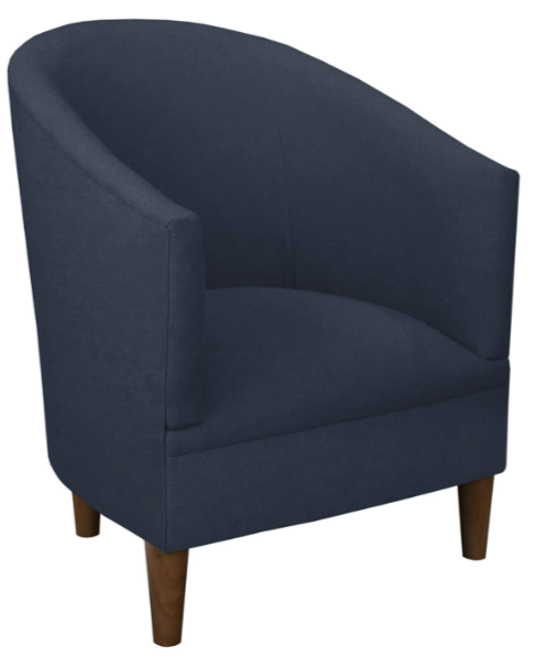 Ashlee Barrel Chair, Navy Linen