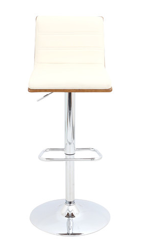 White Adjustable Height Swivel Bar Stool With Cushion