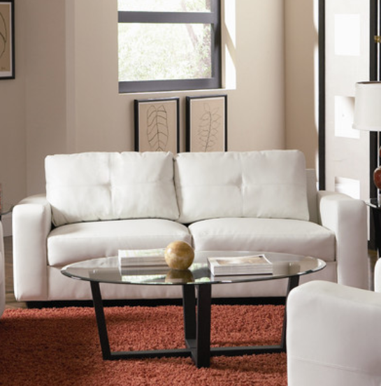White Leather Modern Sofa