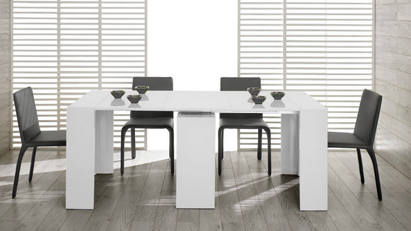 White Modern Extendable Dining Table