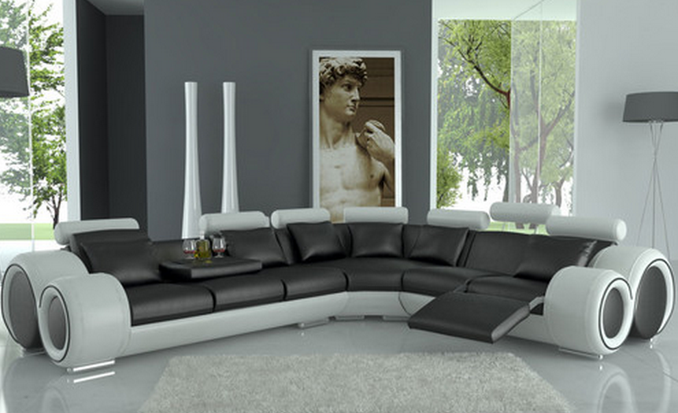 Modern Italian Design Dark Sectional Sofa
